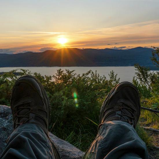 View of a sunset over a mountain from a hiker